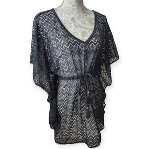 Miken Swim Black Caviar Lace Cover-Up size Large NWT